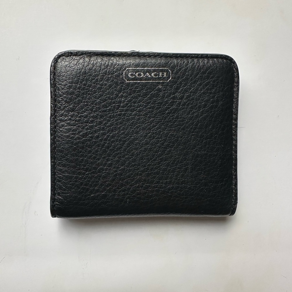 Coach Pebble Leather Snap Wallet - Black
